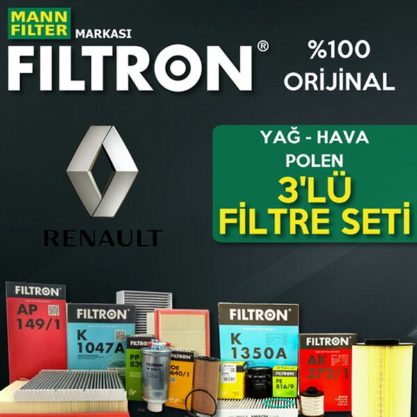 Filtron Renault Megane 2 1.6 16V Filtre Bakım Seti 2003-2009 3NP