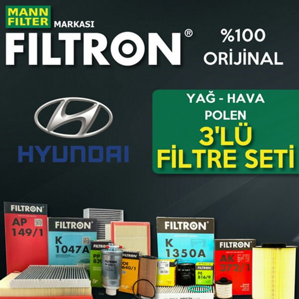 Filtron Hyundai Accent Admire 1.6 Benzin Filtre Bakım Seti 2003-2006 3NP