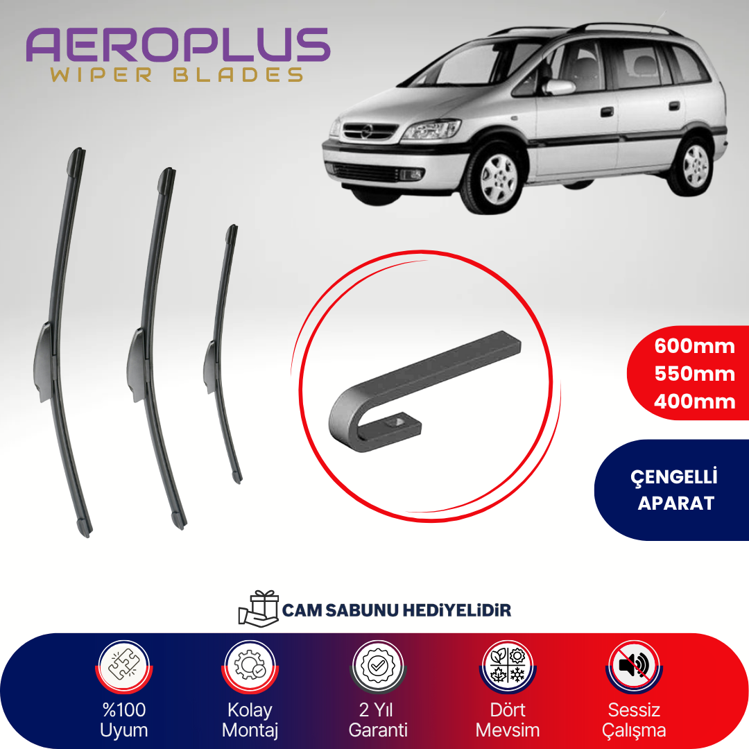 Aeroplus Opel Zafira A 1999-2005 Ön Arka Muz Silecek Takımı