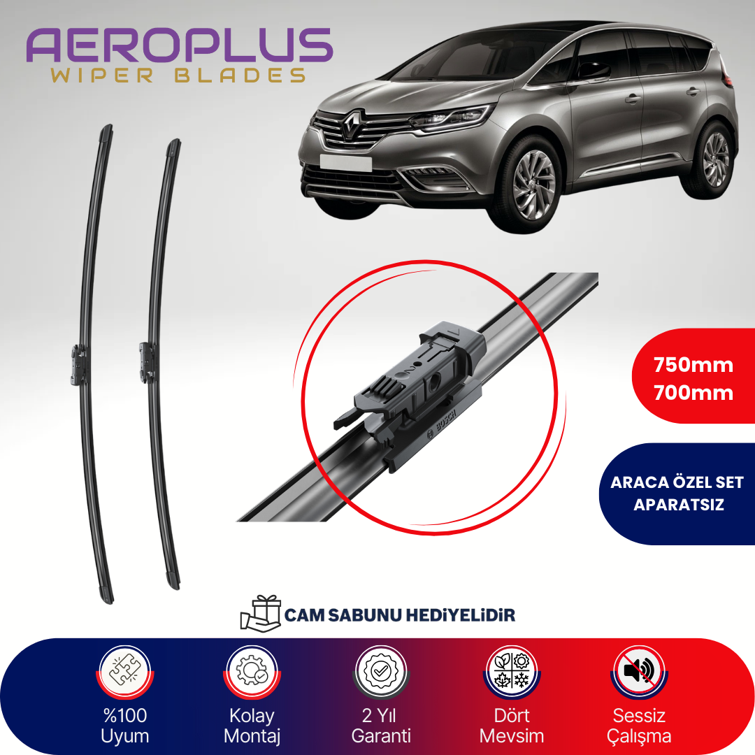 Aeroplus Renault Espace 5 2015-2023 Muz Silecek Takımı