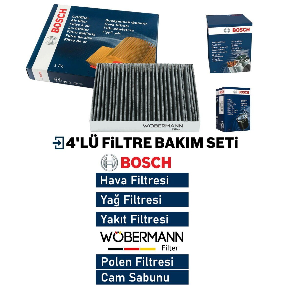 Wöbermann+Bosch Citroen C3 1.4 Hdi E5 Filtre Bakım Seti 2011-2016 4KP