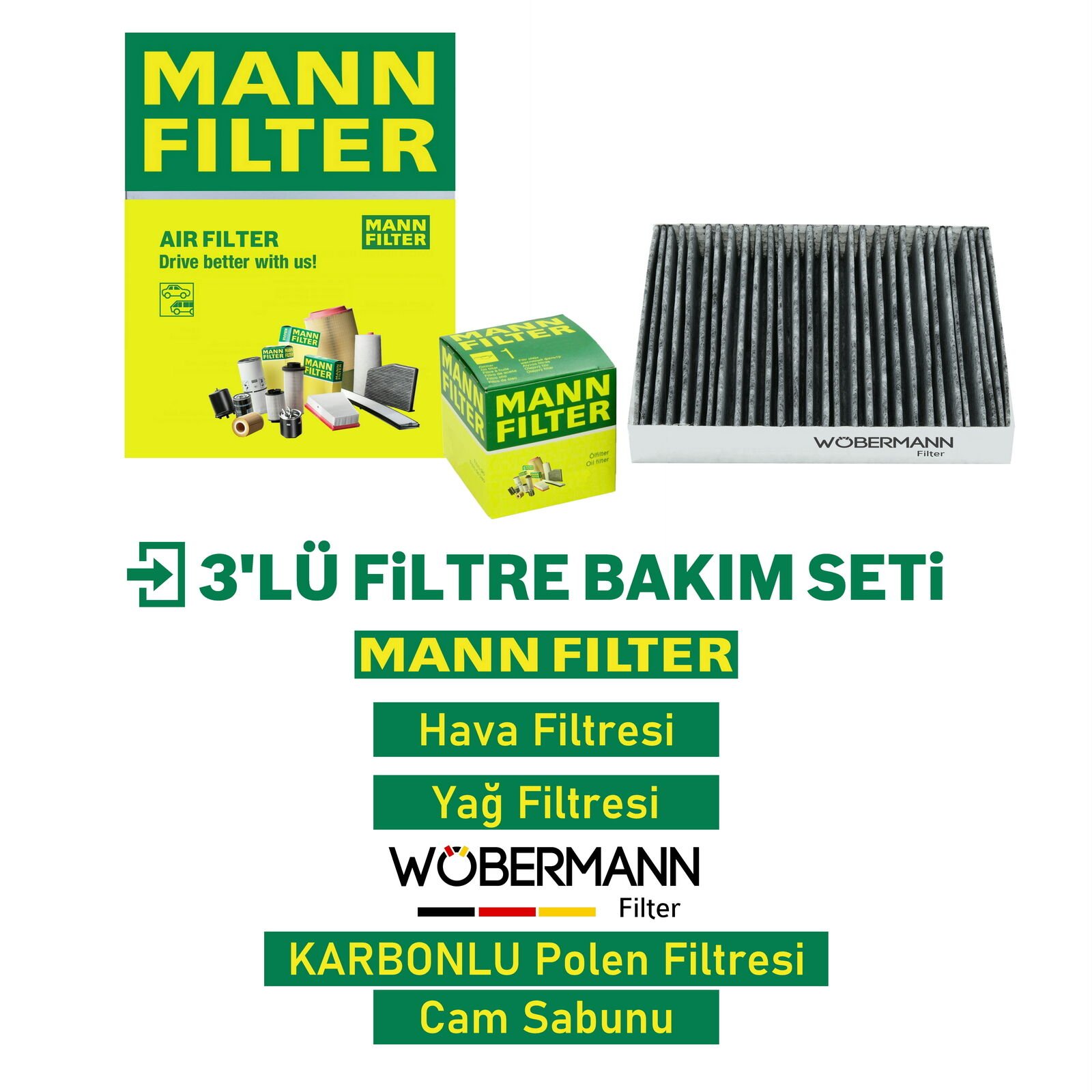 Wöbermann+Mann VW Tiguan 2.0 Tdi Filtre Bakım Seti 2008-2011 3KP CBA-CFF-CBB-CFG-CLL
