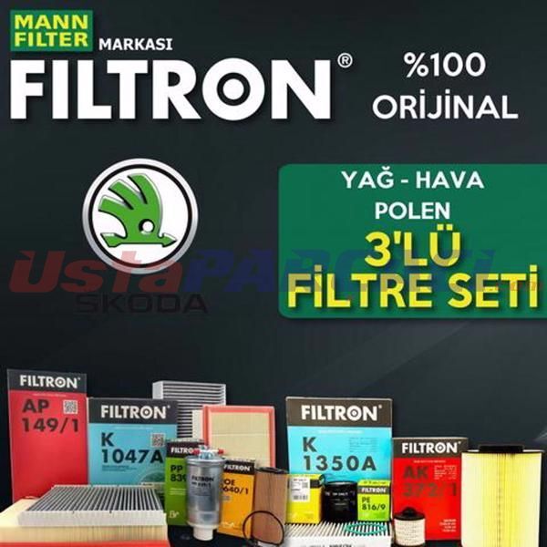 Filtron Skoda Octavia 1.6 Tdi Filtre Bakım Seti 2013-2019 3NP CRKB-CXXB-DBKA