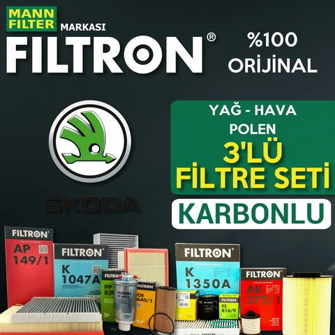 Filtron Skoda Rapid 1.6 Tdi Filtre Bakım Seti 2013-2015 3KP CAY-CLN