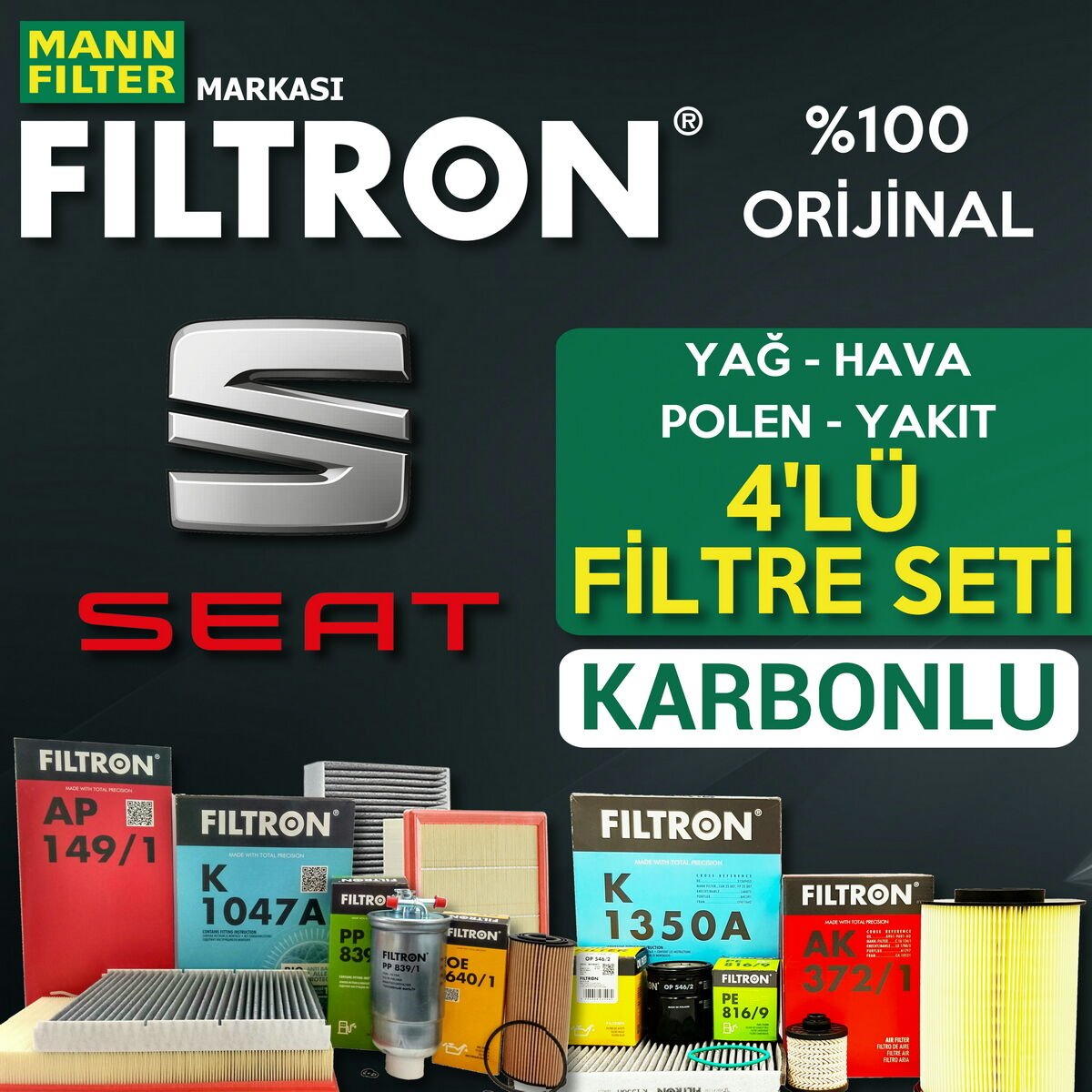 Filtron Seat Toledo 1.2 1.4 Tsi Filtre Bakım Seti 2015-2017 4KP CZC-CJZ
