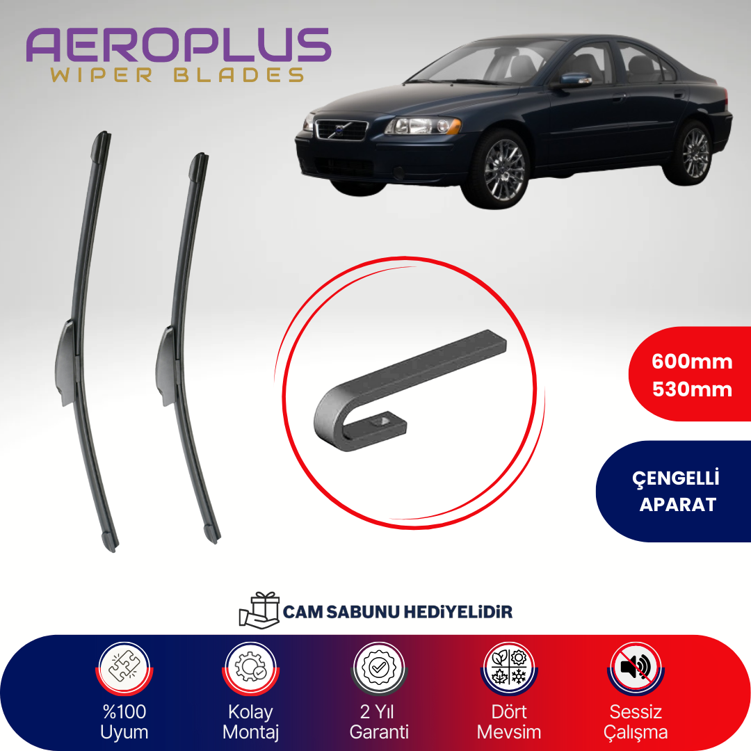 Aeroplus Volvo S60 2000-2004 Muz Silecek Takımı