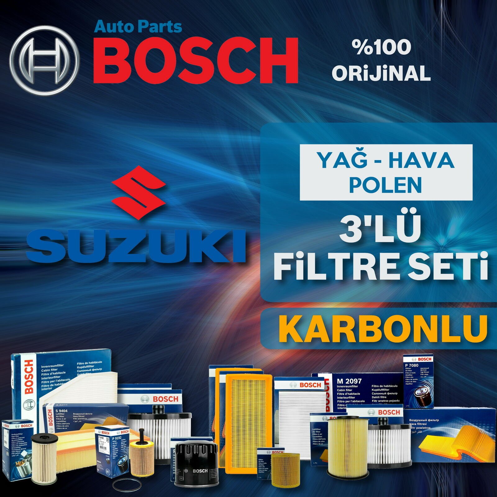 Bosch Suzuki Vitara 1.6 Benzin Filtre Bakım Seti 2015-2020 3KP