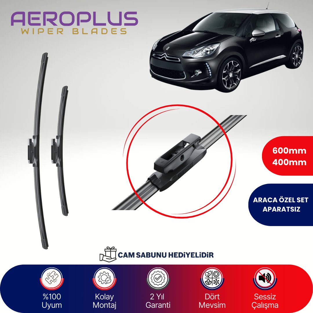 Aeroplus Citroen DS3 2009-2015 Muz Silecek Takımı
