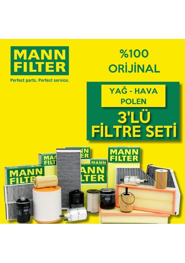 Mann-Filter Volvo S80 1.6 D Dizel Filtre Bakım Seti 2010-2011 3NP