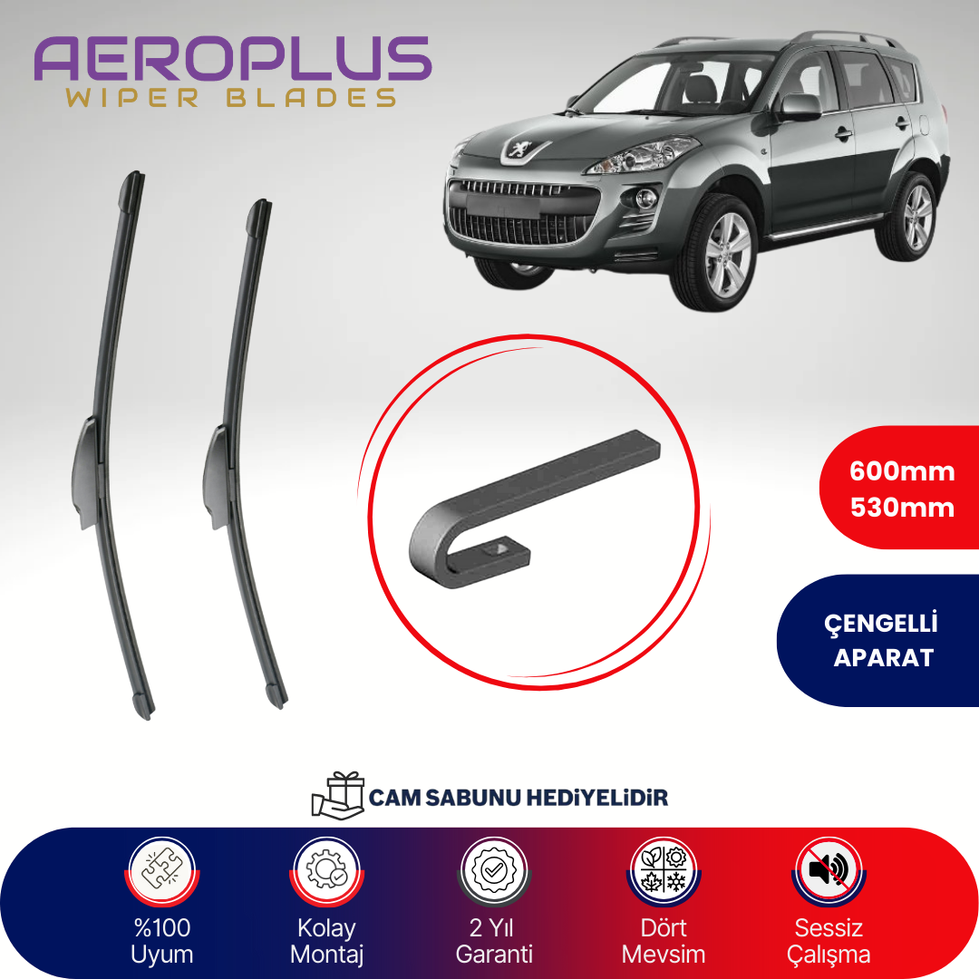 Aeroplus Peugeot 4007 2007-2012 Muz Silecek Takımı