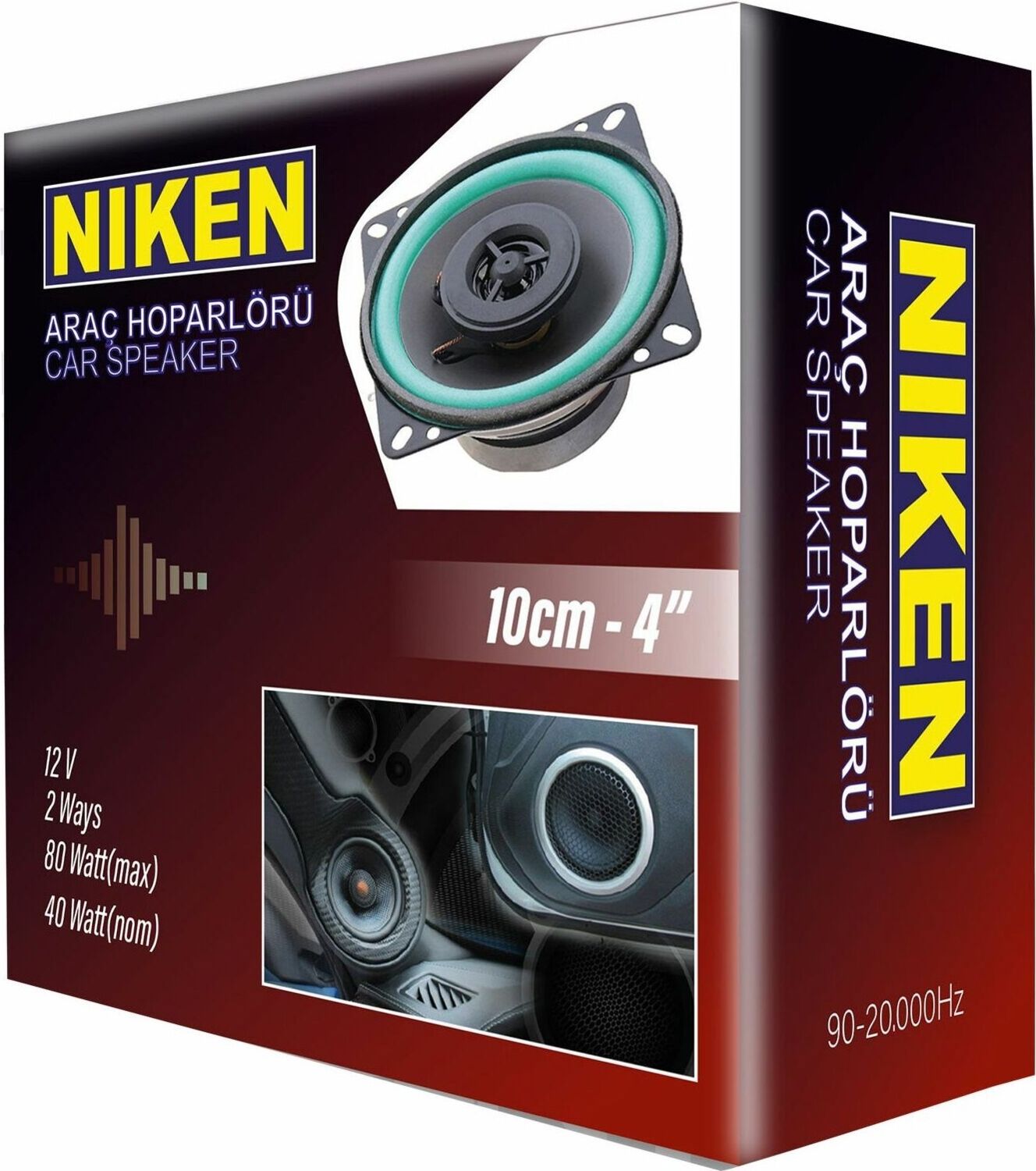 Niken 4'' - 10cm Oto Araç Hoparlörü 12V 80Watt (1 Adet)