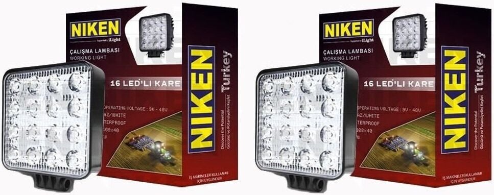 Niken Pro 16 Led Kare Off Road Sis Farı Çalışma Lambası 2 Adet 12-24V 27W