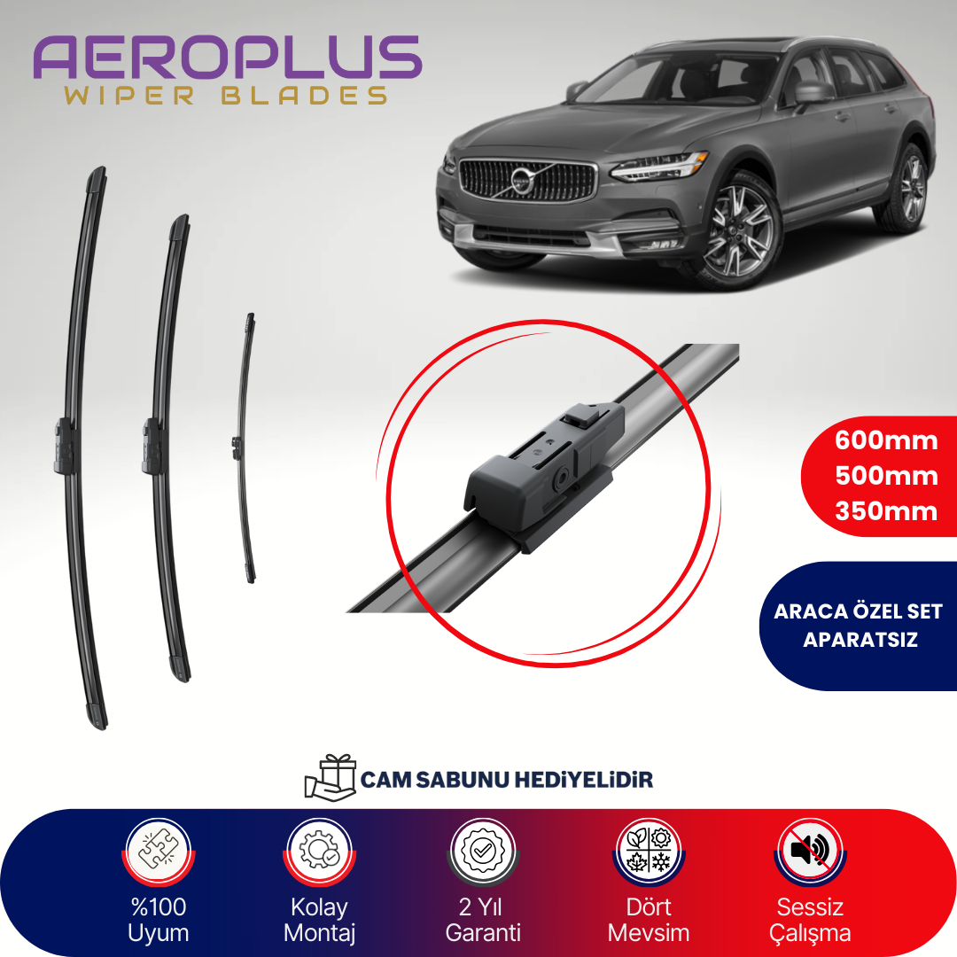 Aeroplus Volvo V90 2016-2021 Ön Arka Muz Silecek Takımı