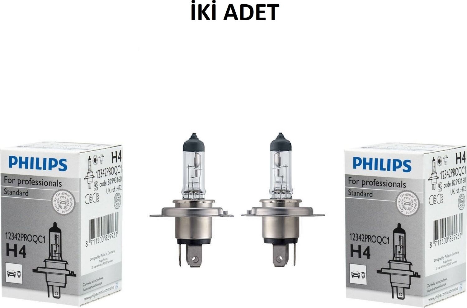 Philips H4 12V 60-55W Standart Ampul ( 2 Adet ) Philips 12342 Proqc1