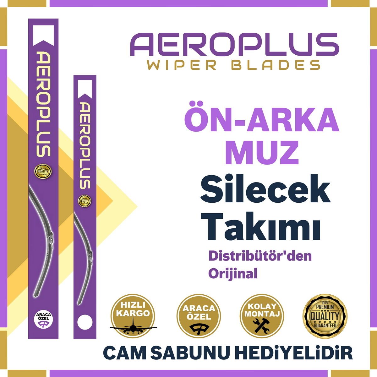 Aeroplus VW Caddy 2004-2006 Ön Arka Muz Silecek Takımı