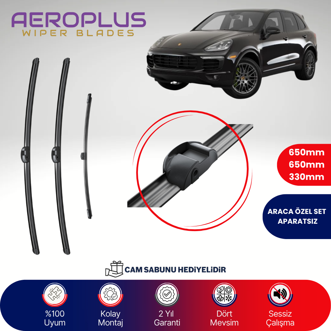 Aeroplus Porsche Cayenne 2007-2017 Ön Arka Muz Silecek Takımı
