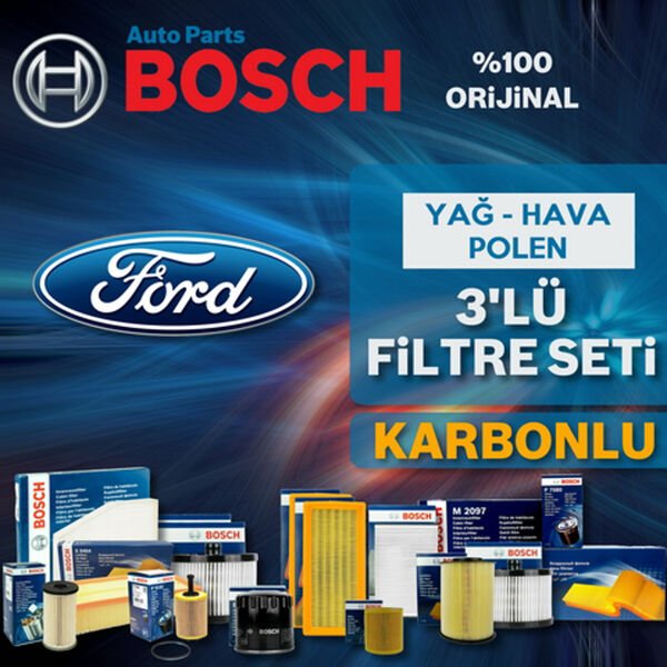 Bosch Ford Fiesta 1.25 1.4 1.6 Benzin Filtre Bakım Seti 2009-2017 3KP