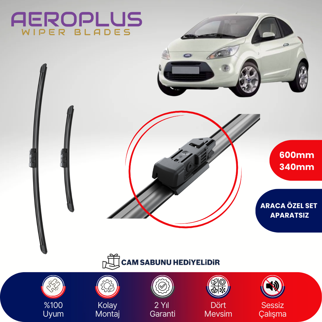 Aeroplus Ford KA 2010-2016 Muz Silecek Takımı