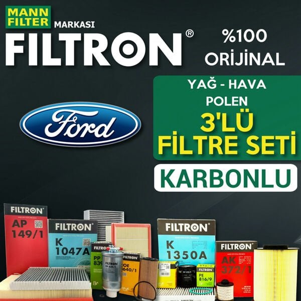 Filtron Ford Fiesta 1.6 Benzin Filtre Bakım Seti 2013-2016 3KP