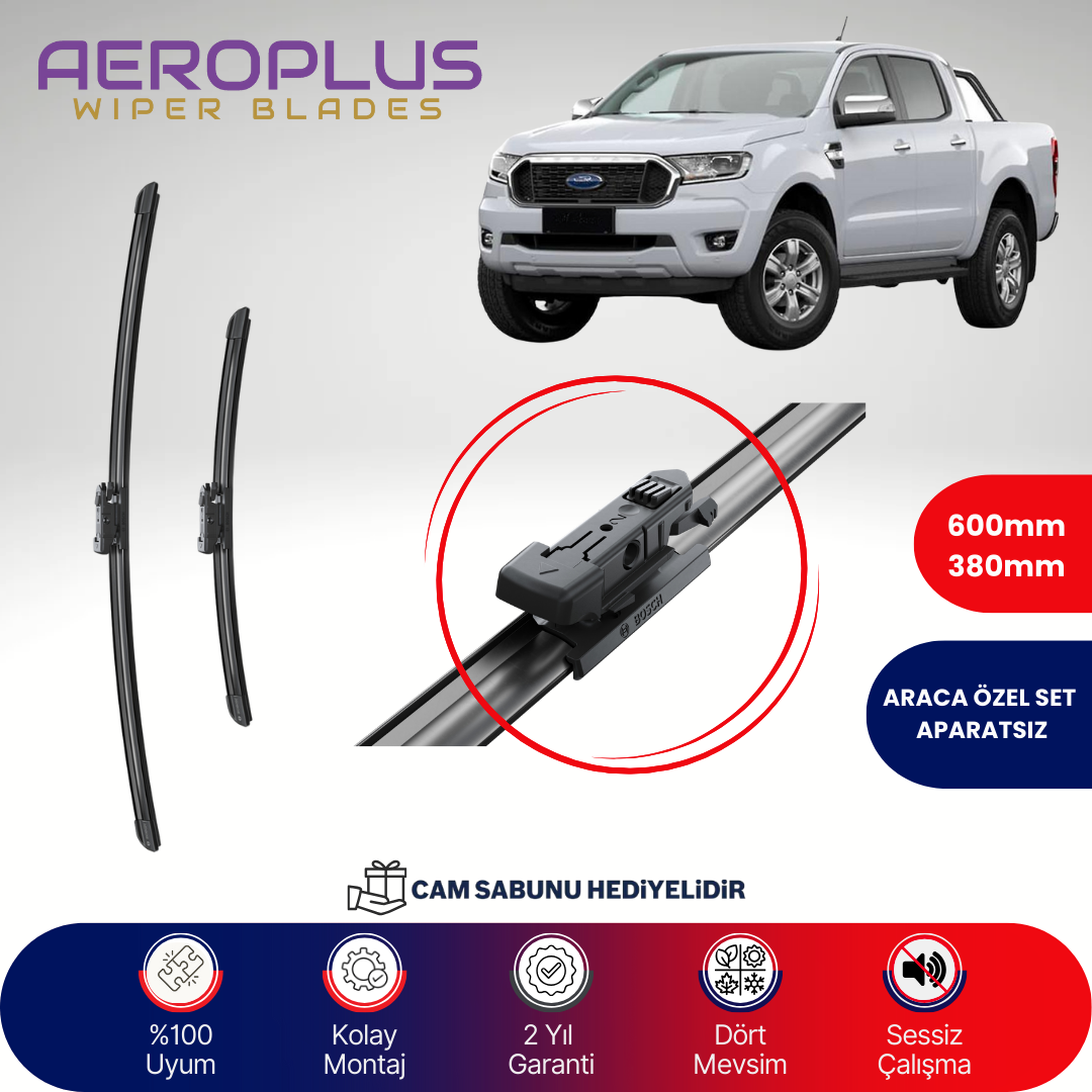 Aeroplus Ford Ranger 2015-2021 Muz Silecek Takımı