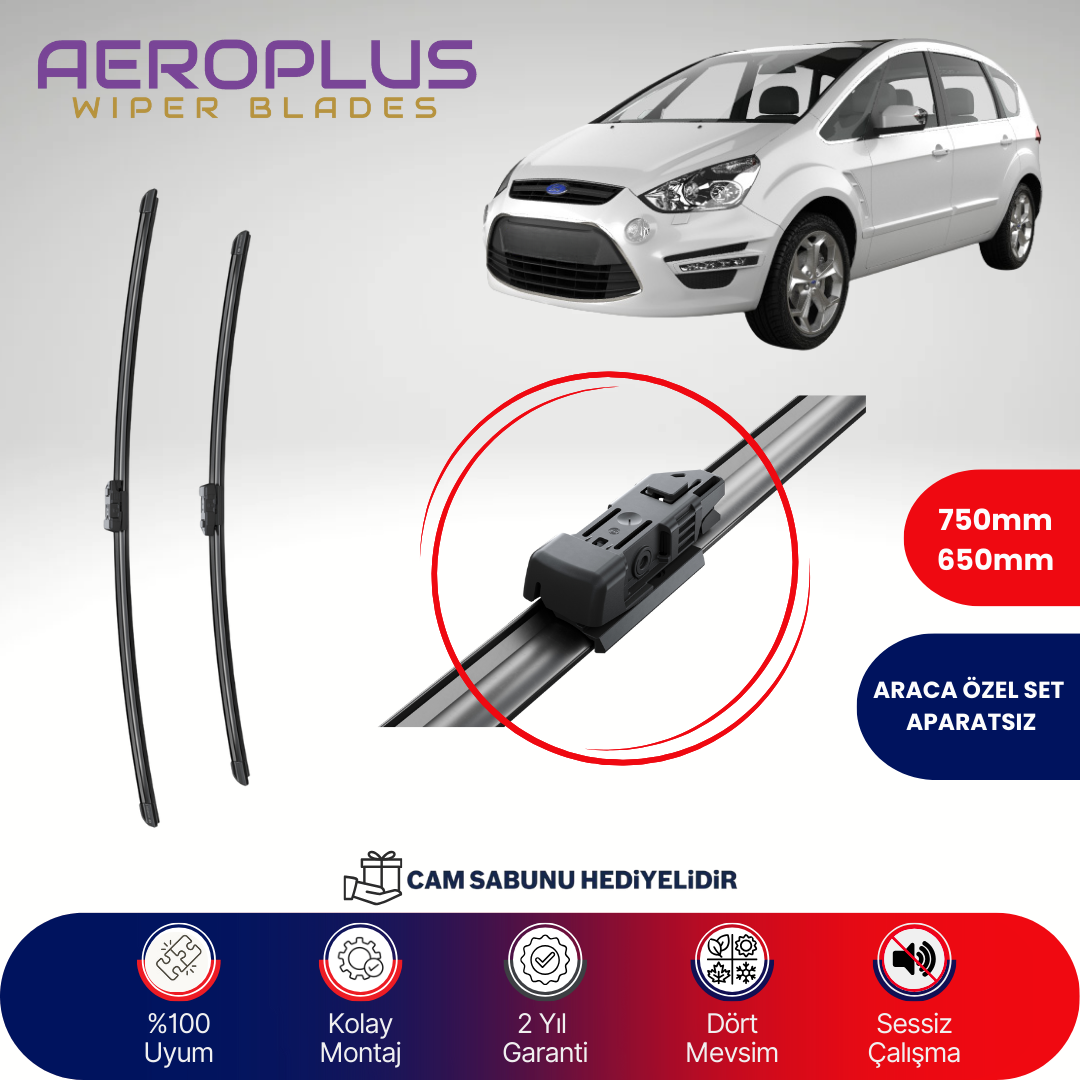 Aeroplus Ford S-Max 2006-2014 Muz Silecek Takımı