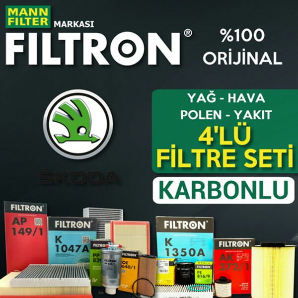 Filtron Skoda Roomster 1.4 Tdi Filtre Bakım Seti 2006-2010 4KP BNM-BMS-BNV