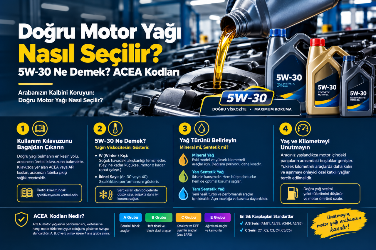 Doğru Motor Yağı Nasıl Seçilir? 5W-30 Ne Demek? ACEA Kodları