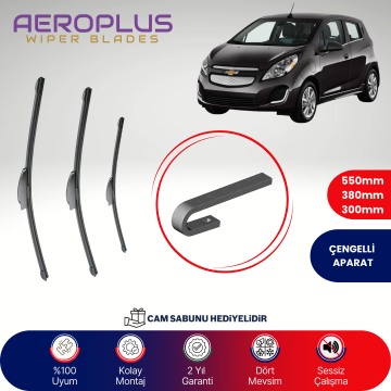 Aeroplus Chevrolet Spark 2009-2013 Ön Arka Muz Silecek Takımı