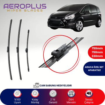 Aeroplus Ford S-Max 2015-2023 Ön Arka Muz Silecek Takımı