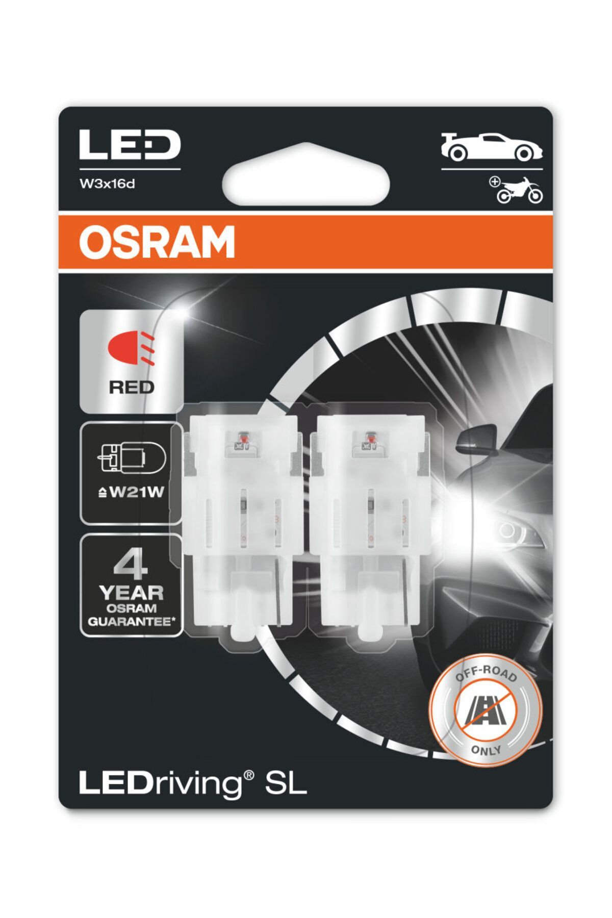 Osram T20 Dipsiz Tek Devreli Kırmızı Led Ampul 12V 7505DRP (1 Takım-2 Adet)