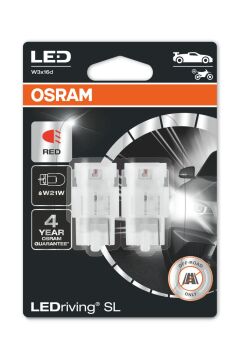 Osram T20 Dipsiz Tek Devreli Kırmızı Led Ampul 12V 7505DRP (1 Takım-2 Adet)
