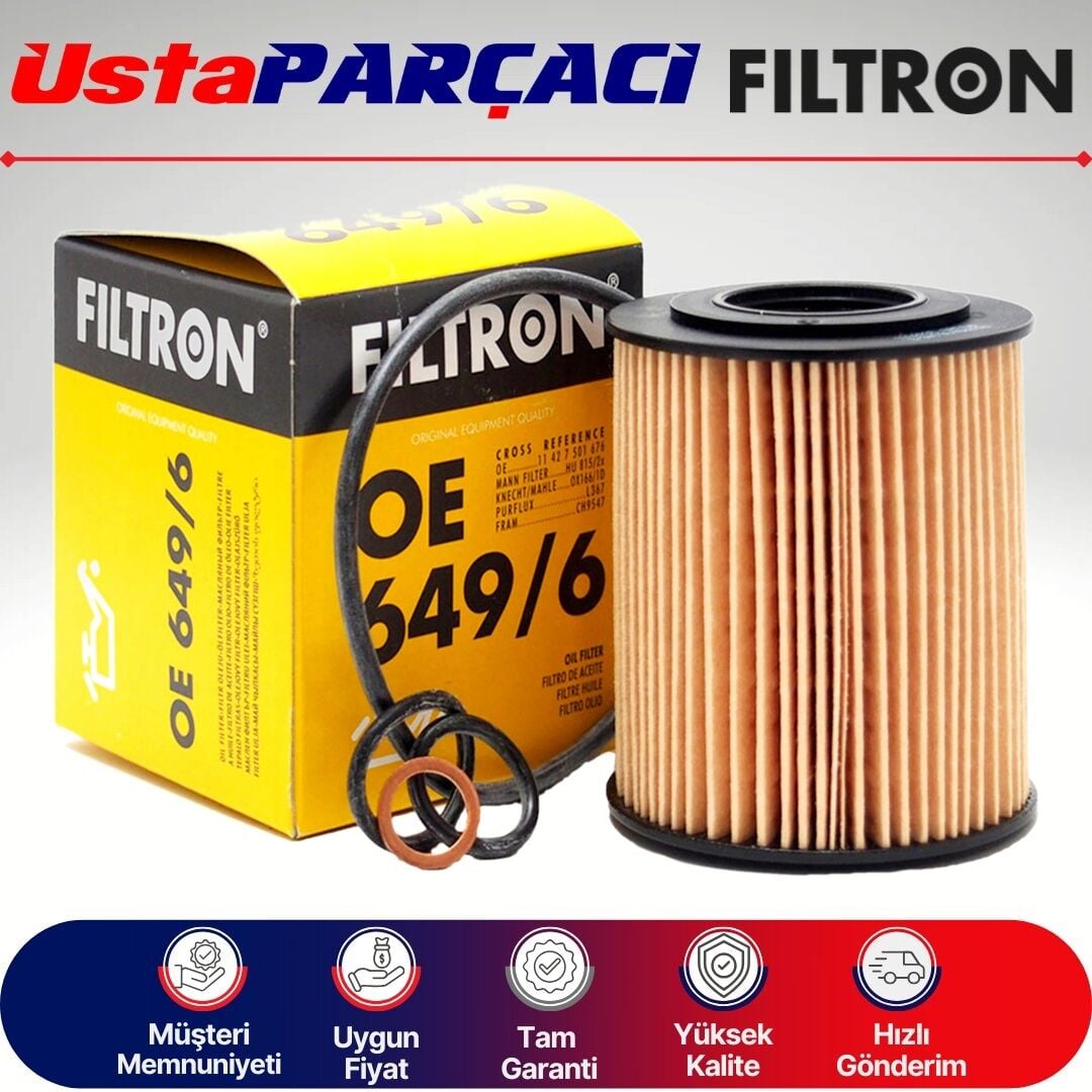 Filtron BMW 1 Serisi E87 1.16i Benzinli Yağ Filtresi 2004-2007 OE649/6 11427508969