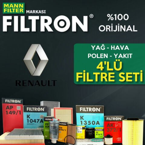 Filtron Renault Megane 2 1.6 16V Filtre Bakım Seti 2003-2009 4NP