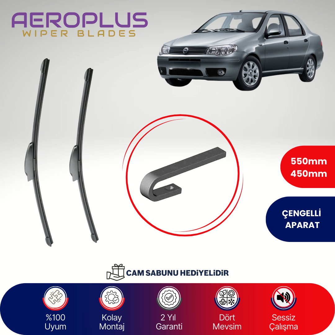 Aeroplus Fiat Albea 2002-2012 Muz Silecek Takımı