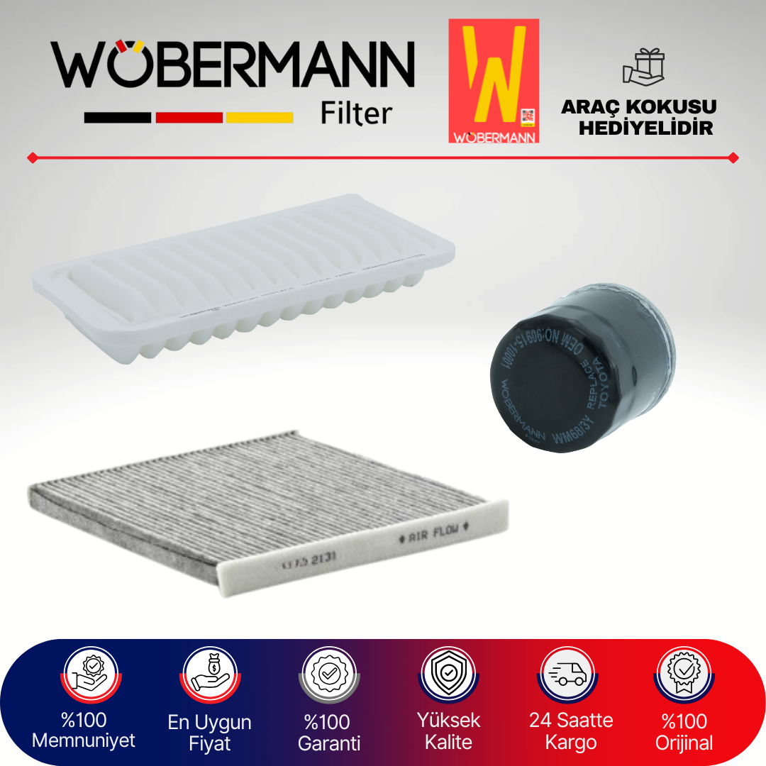Wöbermann Toyota Yaris 1.3 Benzin Filtre Bakım Seti 1999-2002 3KP