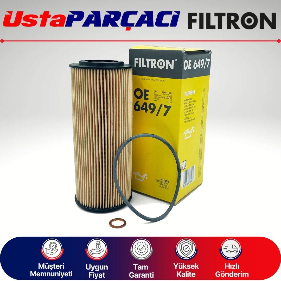 Filtron BMW 1 Serisi E87 1.20D M47 Dizel Yağ Filtresi 2005-2007 OE649/7 11427787697