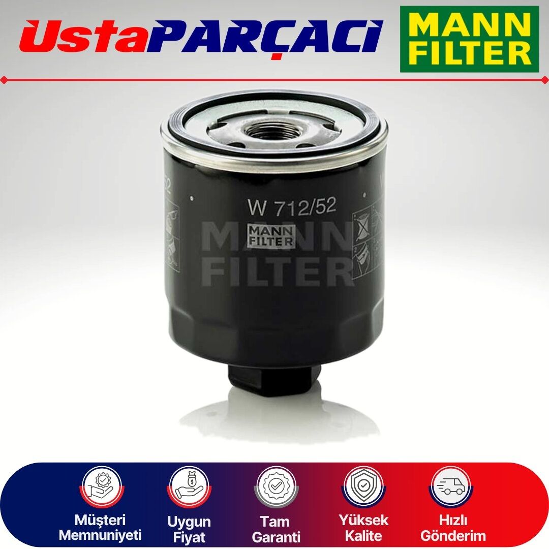 Mann-Filter VW Polo 1.4 Yağ Filtresi 2007-2009 W712/52 030115561E
