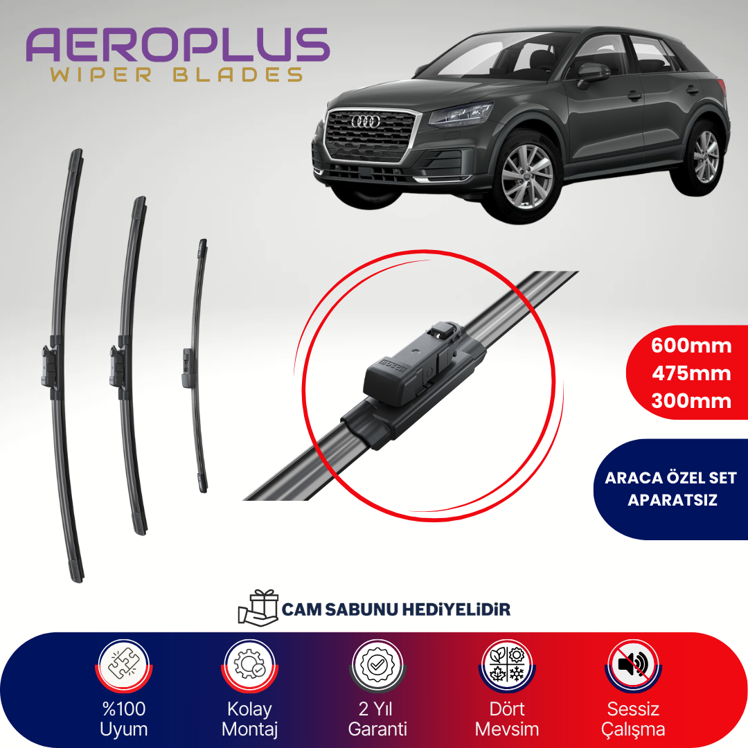 Aeroplus Audi Q2 2016-2024 Ön Arka Muz Silecek Takımı
