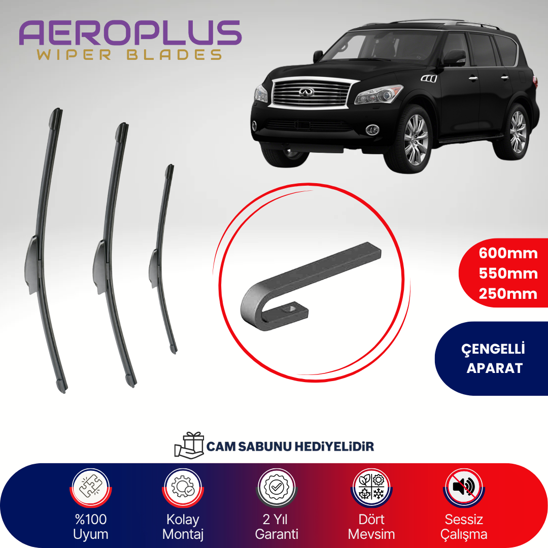 Aeroplus Infiniti QX56 2008-2014 Ön Arka Muz Silecek Takımı
