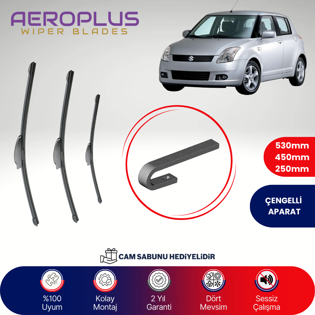 Aeroplus Suzuki Swift HB 2010-2017 Ön Arka Muz Silecek Takımı
