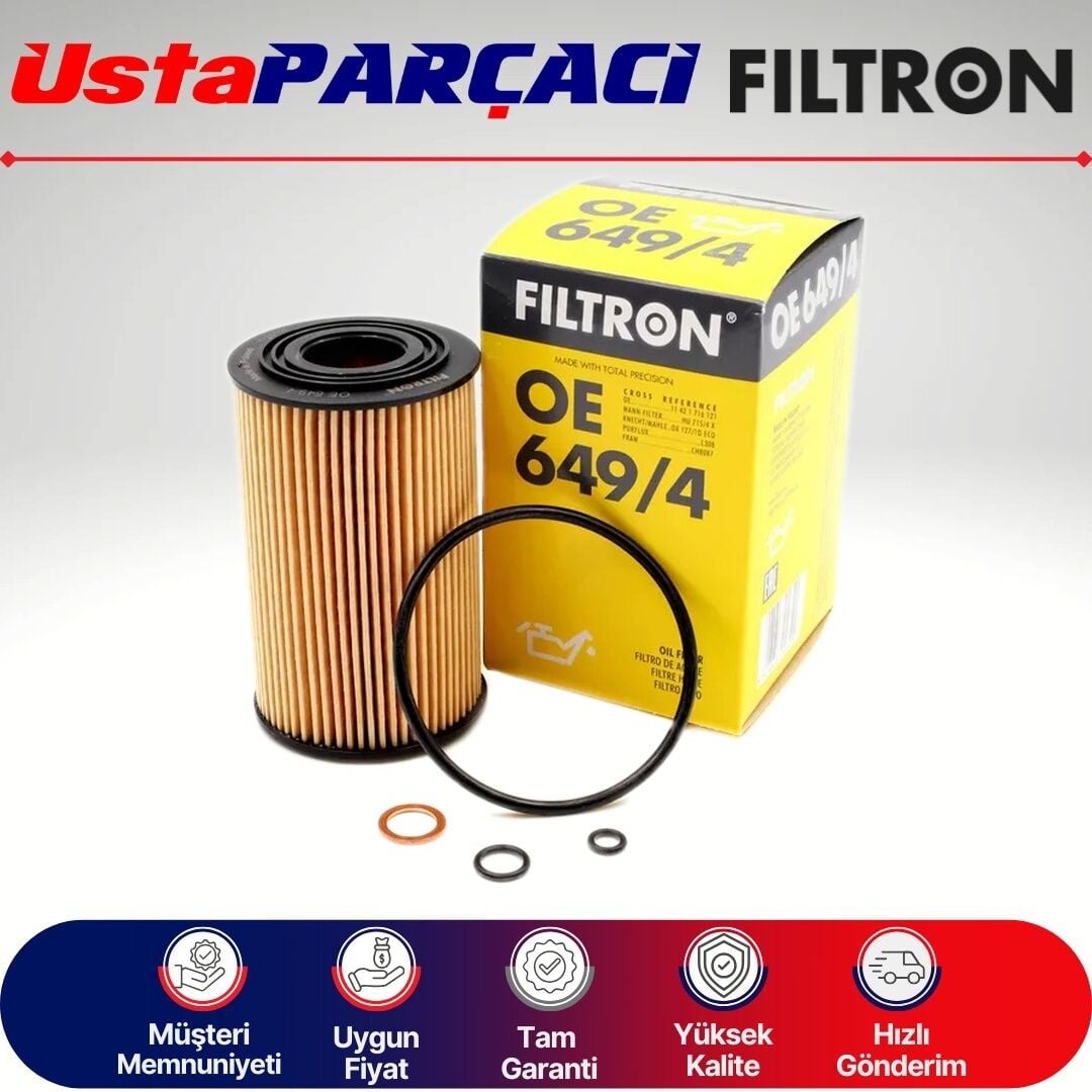 Filtron BMW 3 Serisi E46 3.18i 118HP Benzinli Yağ Filtresi 1998-2002 OE649/4 11421743398