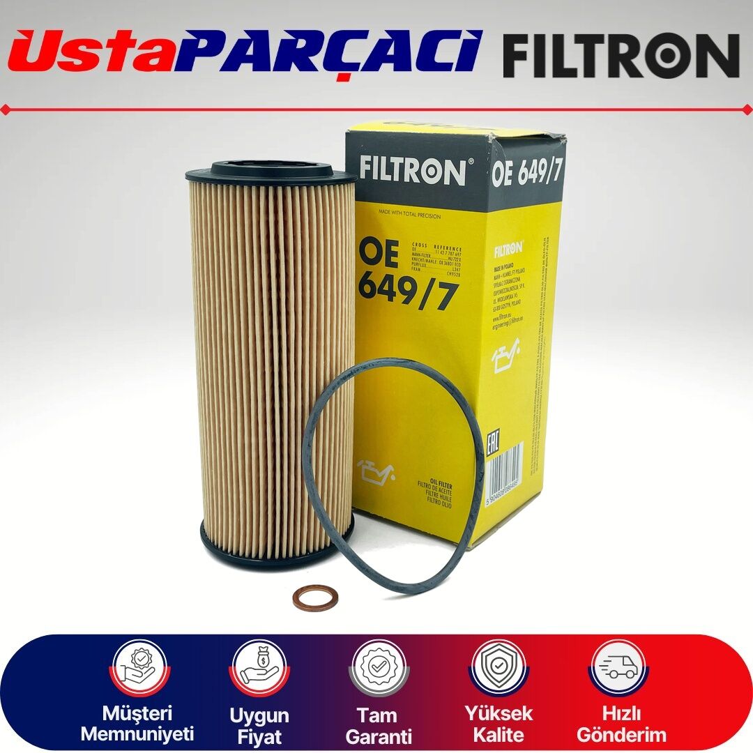 Filtron BMW 3 Serisi E46 3.20D 150HP Dizel Yağ Filtresi 2002-2005 OE649/7 11427787697