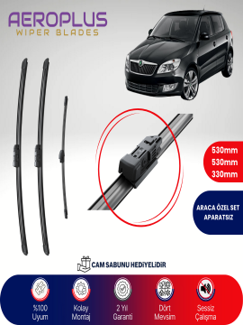Aeroplus Skoda Fabia 2006-2014 Ön Arka Muz Silecek Takımı