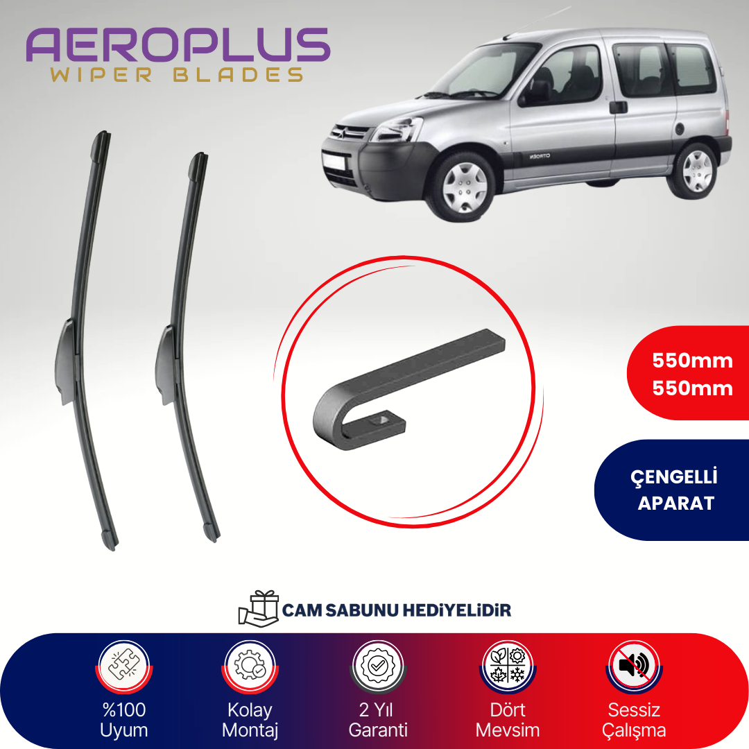 Aeroplus Citroen Berlingo 1996-2011 Muz Silecek Takımı
