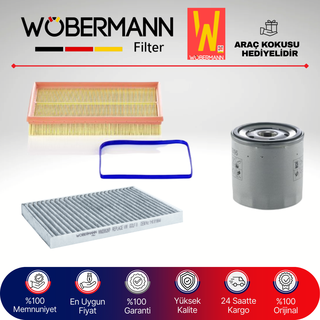 Wöbermann VW Bora 1.6 Benzin Filtre Bakım Seti 1998-2005 3KP BCB-ATN-AUS-AZD