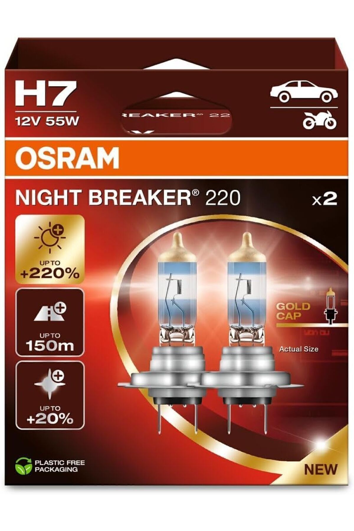 Osram H7 Night Breaker 220 12v %220 Fazla Işık (1 TAKIM-2 AD.) (YASAL HALOJEN)