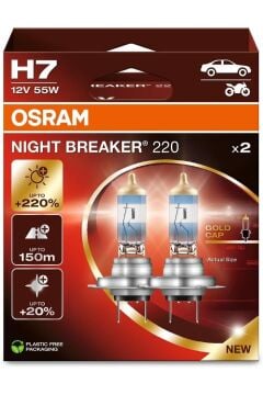 Osram H7 Night Breaker 220 12v %220 Fazla Işık (1 TAKIM-2 AD.) (YASAL HALOJEN)