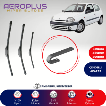 Aeroplus Renault Clio 2 1998-2009 Ön Arka Muz Silecek Takımı