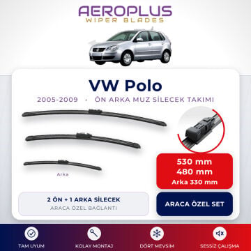 Aeroplus VW Polo 2005-2009 Ön Arka Muz Silecek Takımı