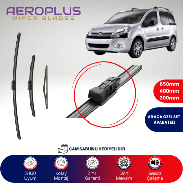 Aeroplus Citroen Berlingo 2008-2018 Ön Arka Muz Silecek Takımı